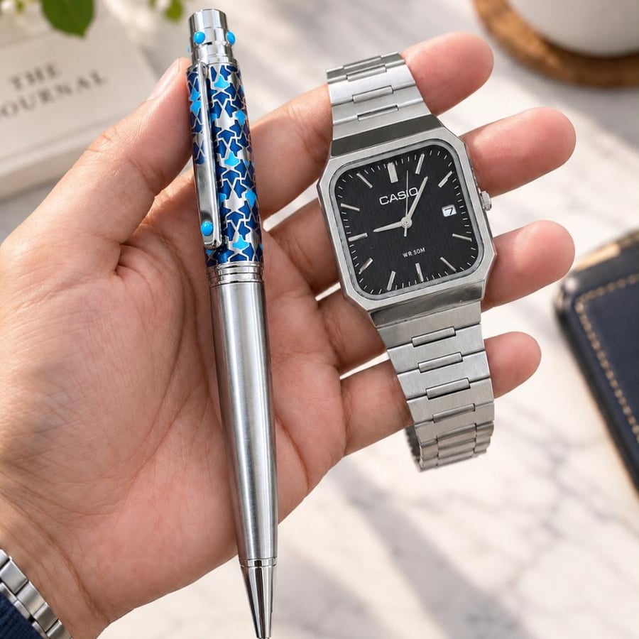ساعة كاسيو CASIO MTP مع قلم هدية