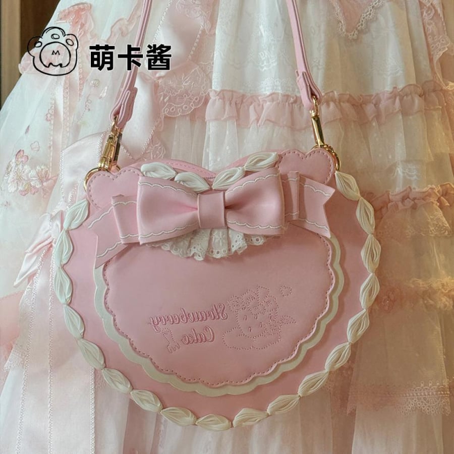 【MoeKa】حقيبة [Strawberry Box] على شكل قلب بأسلوب Lolita، سعة كبيرة
