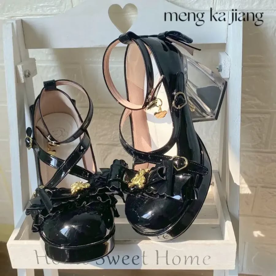 【MoeKa】(عدة الوان) حذاء برأس مدور وكعب عالٍ بأسلوب Mary Jane كواي ناعم ولوليتا ياباني.