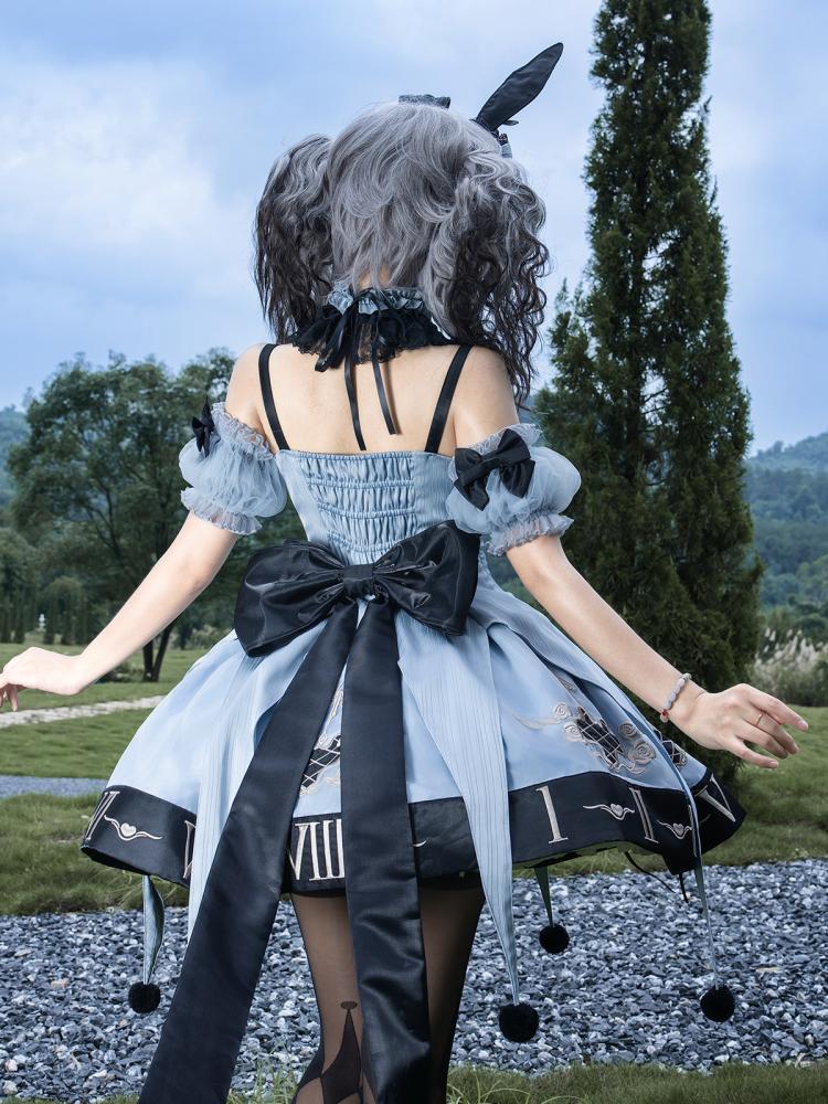 【Letters from Unknown Star】طقم فستان "لعبة أوراق الأرنب والفرن / Clock Rabbit's Card Game Gothic Dress Set"