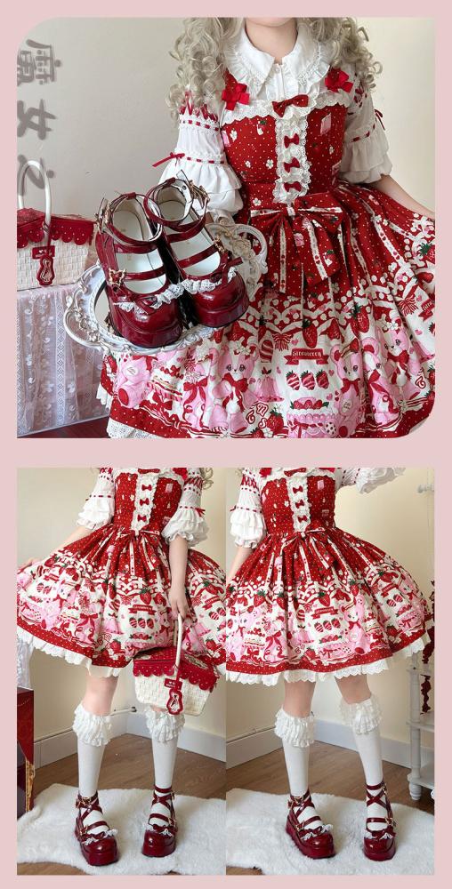 【Witch's Night】 تصميم أصلي - حذاء  بنعل سميك مرتفع برأس مدور بأسلوب Classic Lolita (Cla) الأنيق.