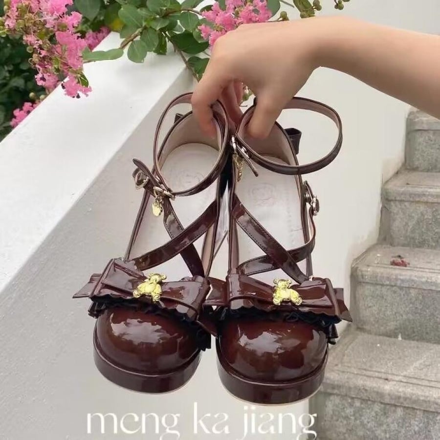 【MoeKa】(عدة الوان) حذاء برأس مدور وكعب عالٍ بأسلوب Mary Jane كواي ناعم ولوليتا ياباني.