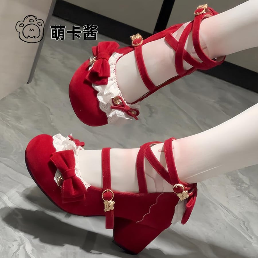 【MoeKa】(عدة الوان) حذاء بأسلوب JK و Mary Jane بكعب متوسط وسميك، حذاء جلدي أسلوب Lolita.