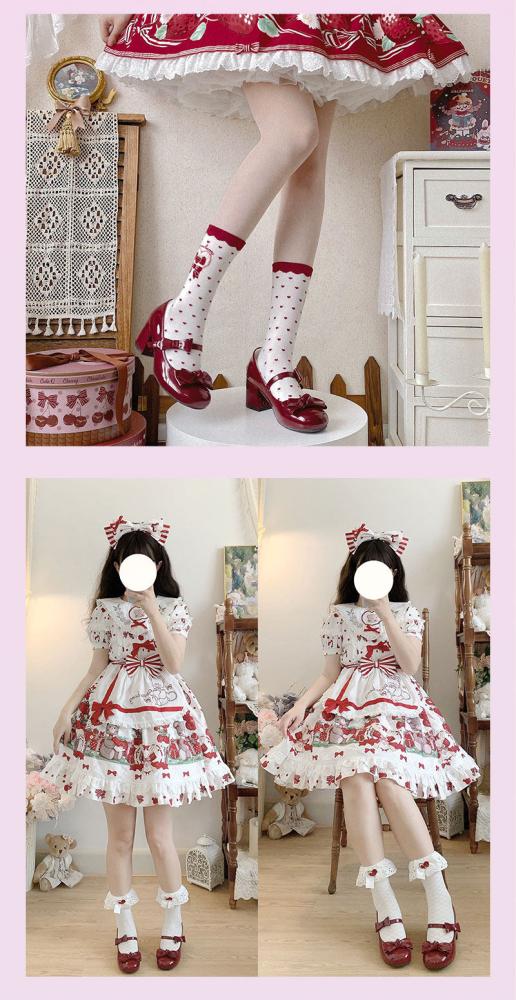 【Witch's Night】 حذاء  بأسلوب Mary Jane و Lolita الياباني الأنيق، حذاء كعب متوسط صيفي برأس مدور وفيونكة ناعمة.