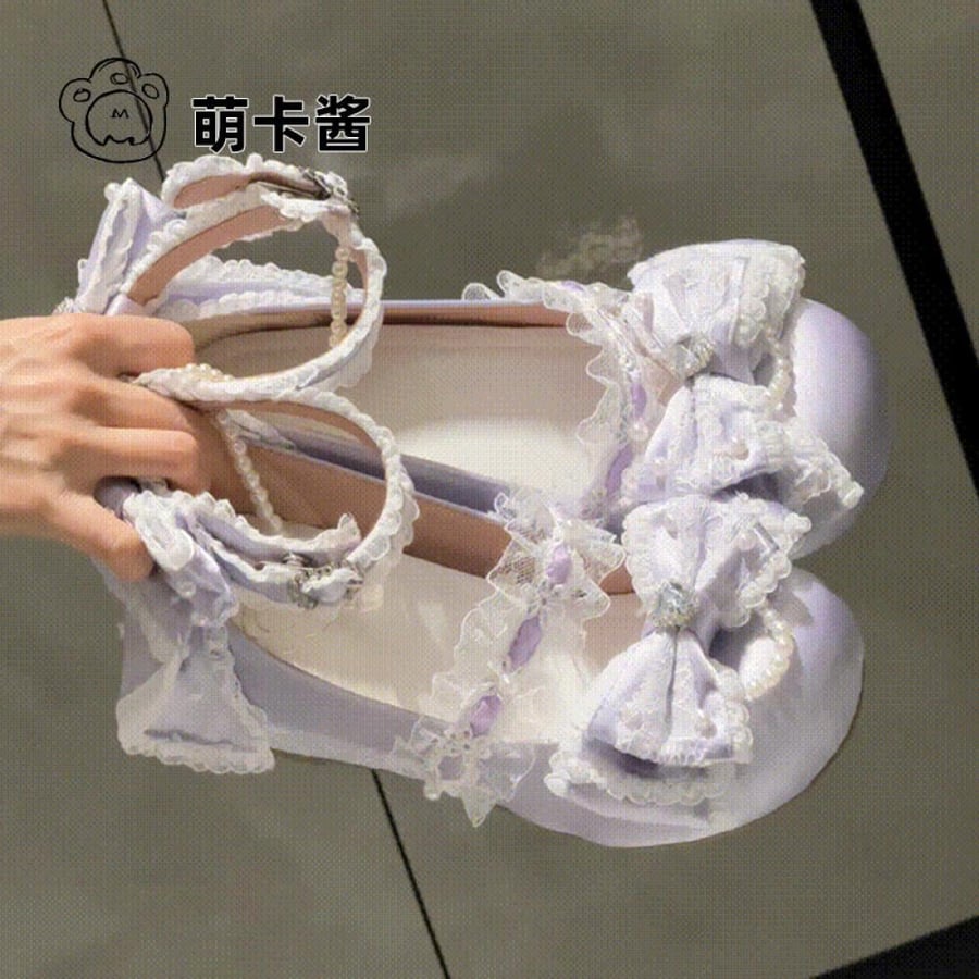 【MoeKa】(عدة الوان) حذاء  بأسلوب JK و Mary Jane بكعب ويدج (Wedge) متوسط، حذاء جلدي أسلوب Lolita.