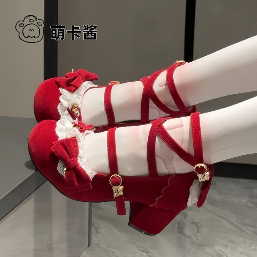 【MoeKa】(عدة الوان) حذاء بأسلوب JK و Mary Jane بكعب متوسط وسميك، حذاء جلدي أسلوب Lolita.