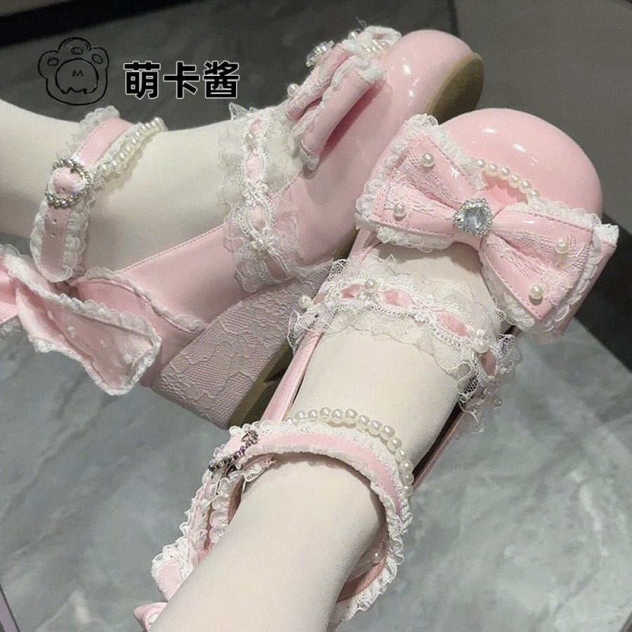 【MoeKa】(عدة الوان) حذاء  بأسلوب JK و Mary Jane بكعب ويدج (Wedge) متوسط، حذاء جلدي أسلوب Lolita.