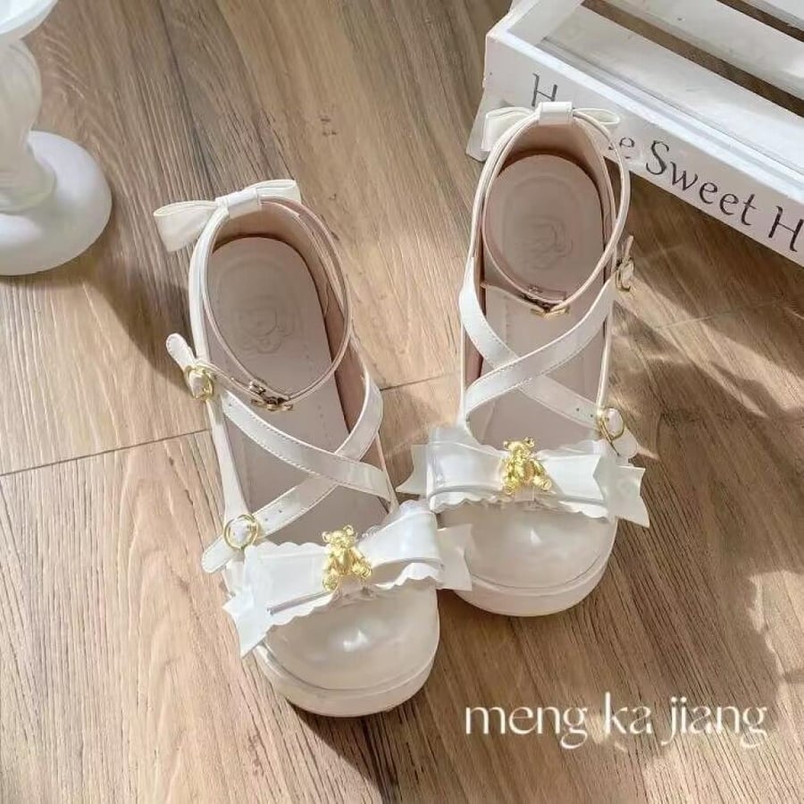 【MoeKa】(عدة الوان) حذاء برأس مدور وكعب عالٍ بأسلوب Mary Jane كواي ناعم ولوليتا ياباني.