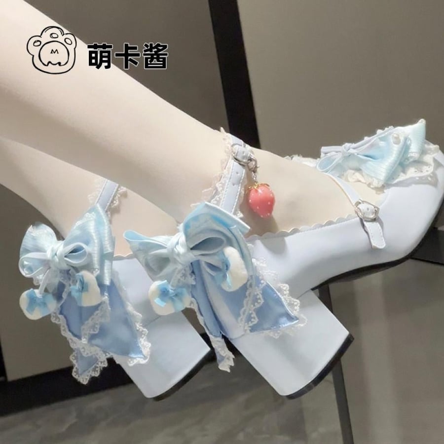 【MoeKa】(عدة الوان) حذاء  بكعب متوسط وسميك، حذاء جلدي أسلوب Lolita.