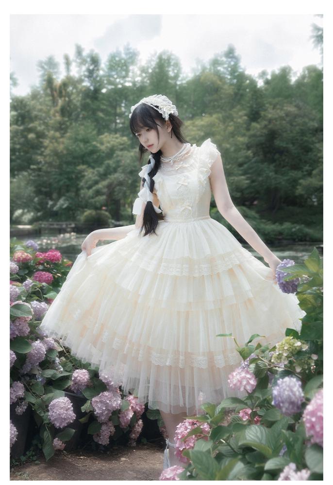 【With Puji】فستان Lolita أصلي من WithPuji بتصميم خيالي واسع بقماش التول، متوفر بنسختي OP / JSK