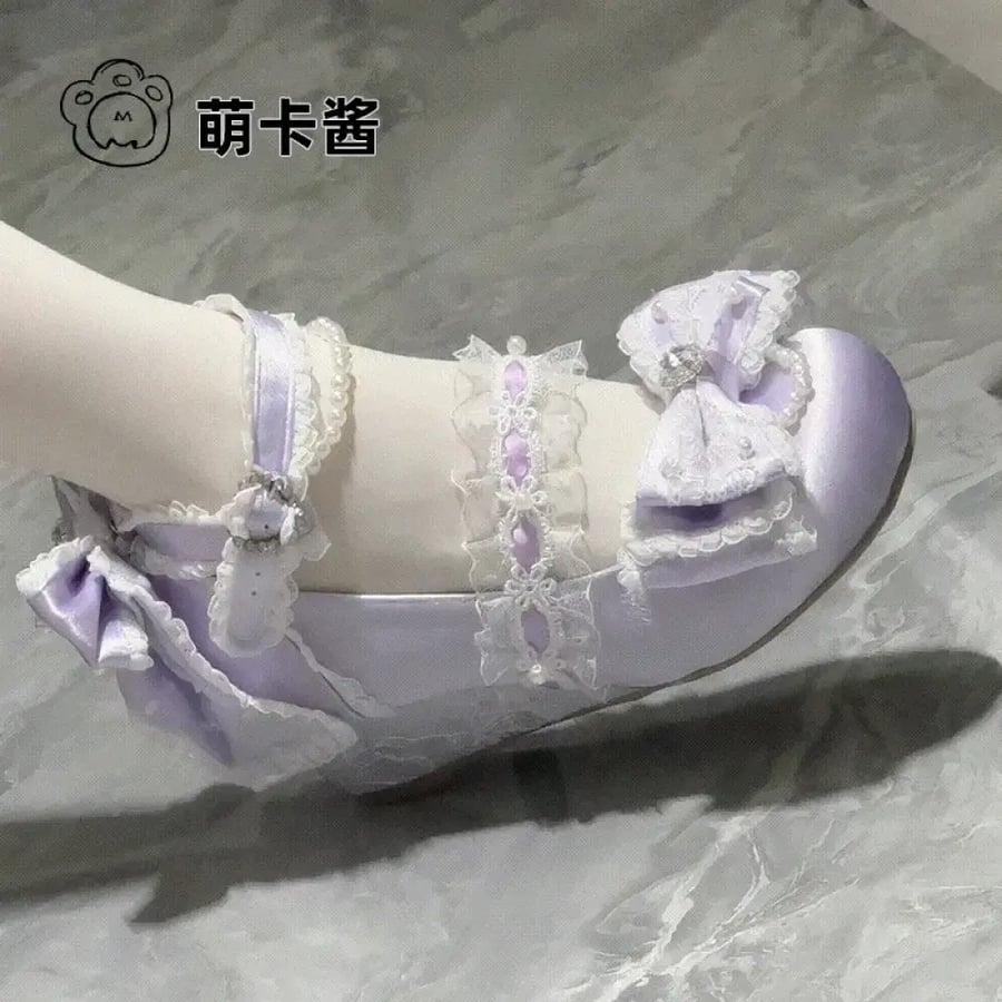 【MoeKa】(عدة الوان) حذاء  بأسلوب JK و Mary Jane بكعب ويدج (Wedge) متوسط، حذاء جلدي أسلوب Lolita.