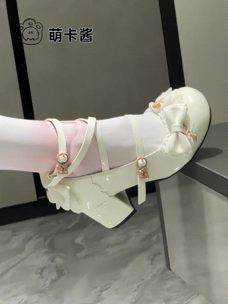 【MoeKa】(عدة الوان) حذاء بأسلوب JK و Mary Jane بكعب متوسط وسميك، حذاء جلدي أسلوب Lolita.