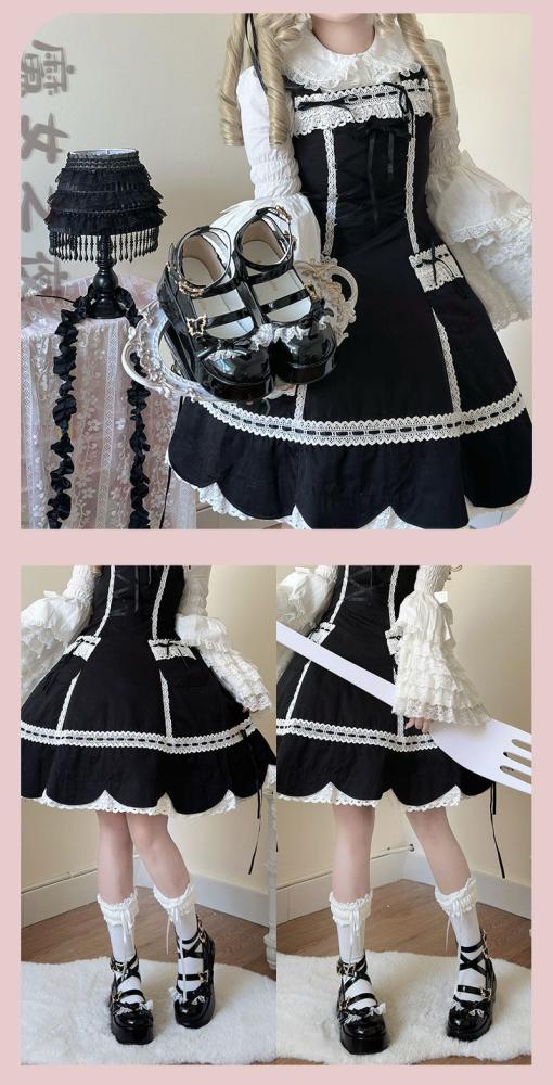 【Witch's Night】 تصميم أصلي - حذاء  بنعل سميك مرتفع برأس مدور بأسلوب Classic Lolita (Cla) الأنيق.