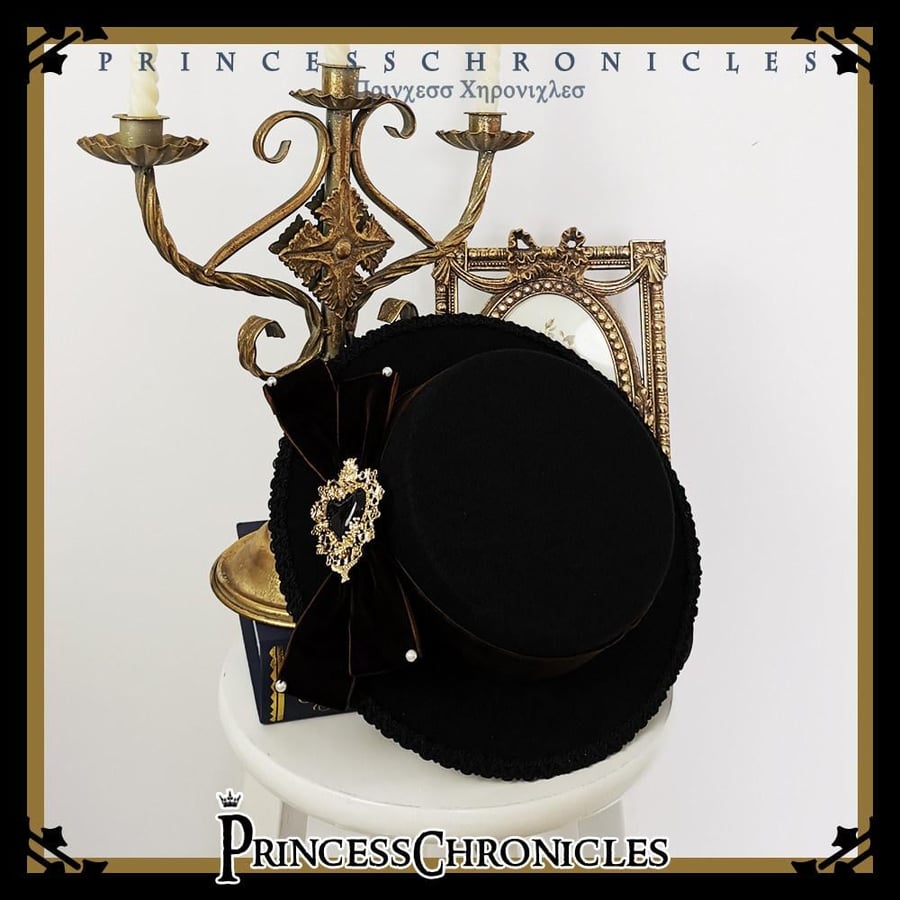 【Princess Chronicles】قبعة لوليتا الكلاسيكية الأنيقة ذات السطح المستوي - تصميم أصلي أساسي وفاخر من PC