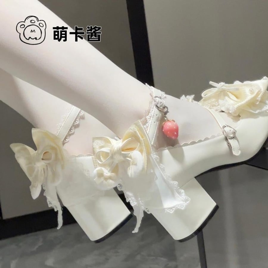【MoeKa】(عدة الوان) حذاء  بكعب متوسط وسميك، حذاء جلدي أسلوب Lolita.