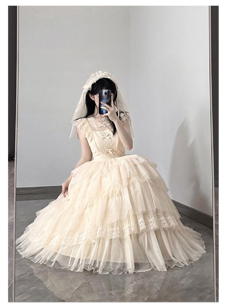 【With Puji】فستان Lolita أصلي من WithPuji بتصميم خيالي واسع بقماش التول، متوفر بنسختي OP / JSK