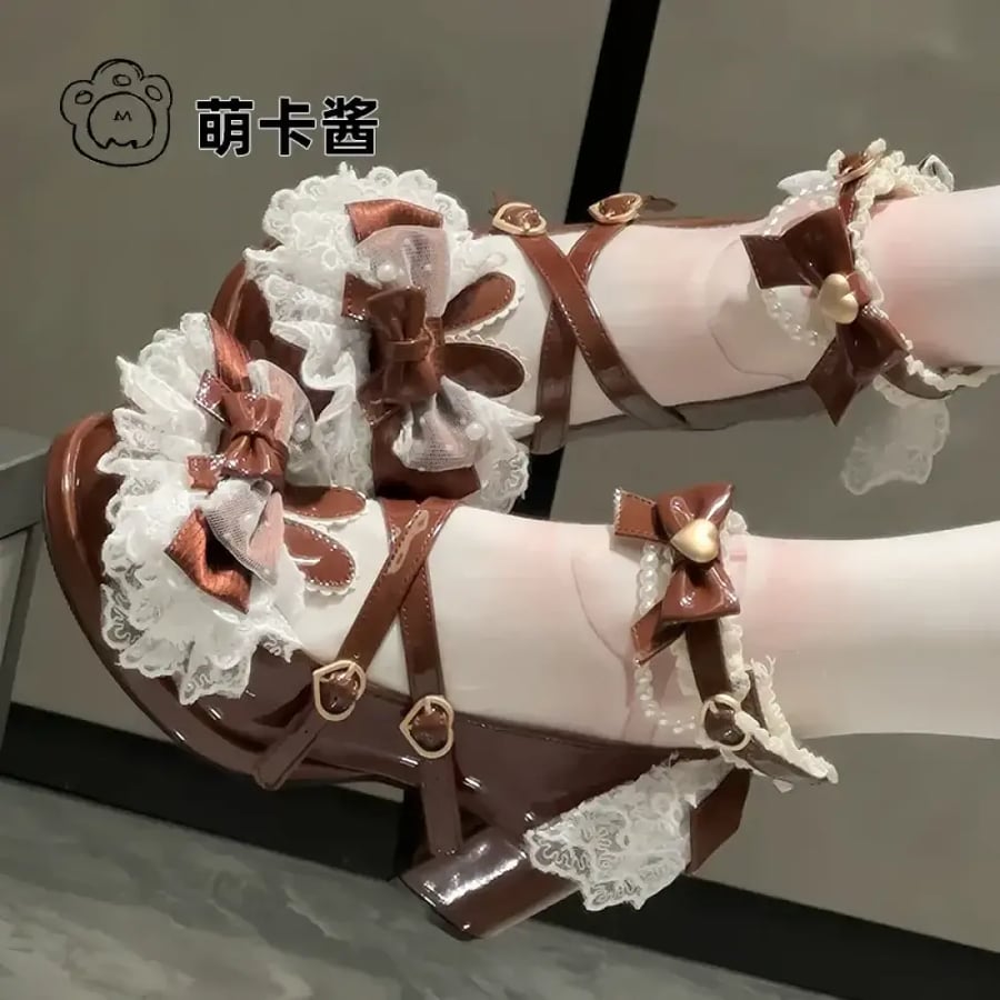 【MoeKa】(عدة الوان) تصميم أصلي - حذاء بأسلوب JK و Mary Jane بكعب متوسط وسميك، حذاء جلدي أسلوب Lolita.