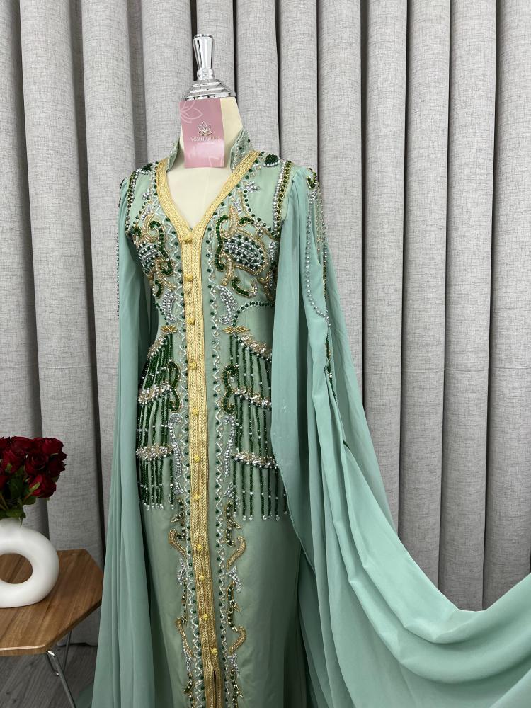 Light green embroidered caftan
