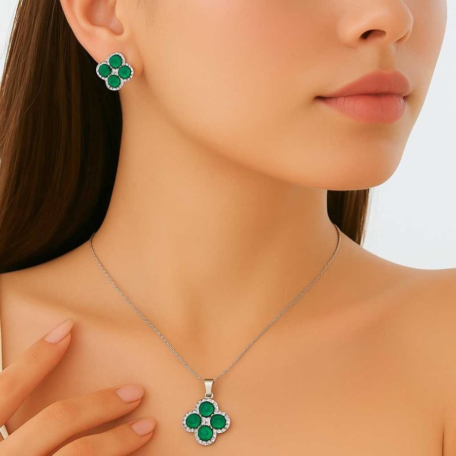 طقم نسائي فضة عيار 925