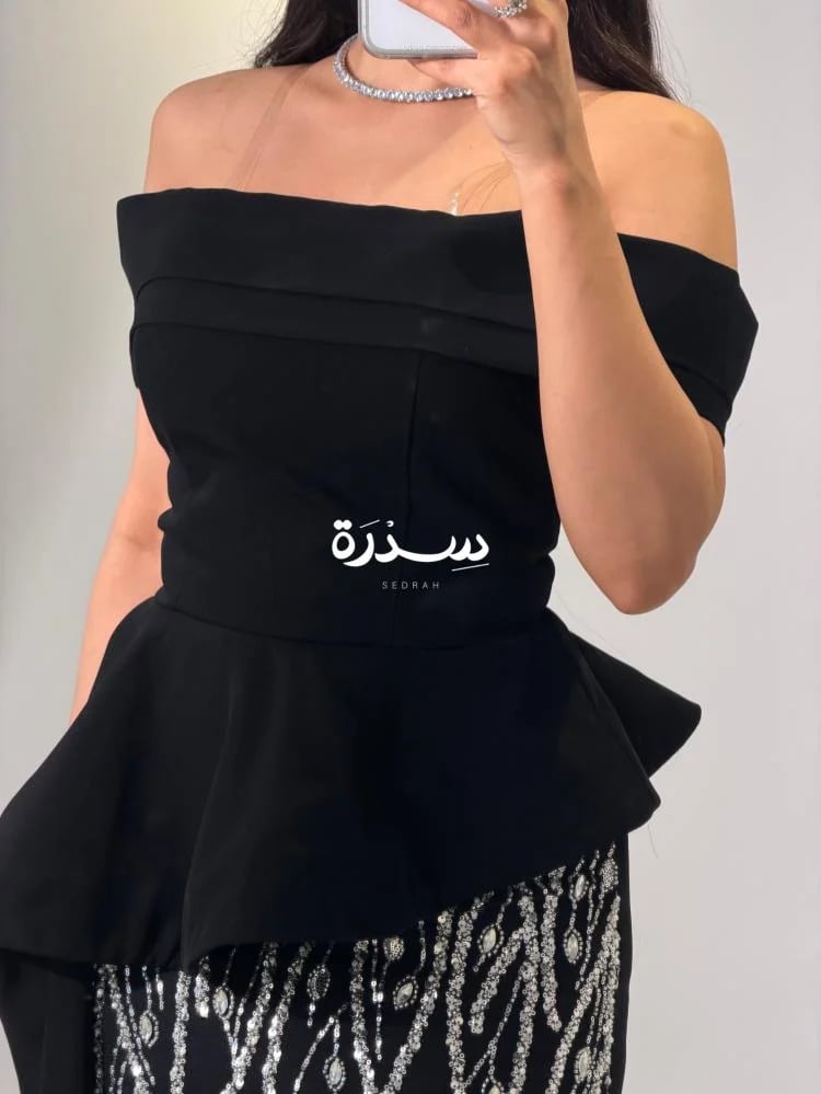 فستان سهرة اسود تطريز يدوي