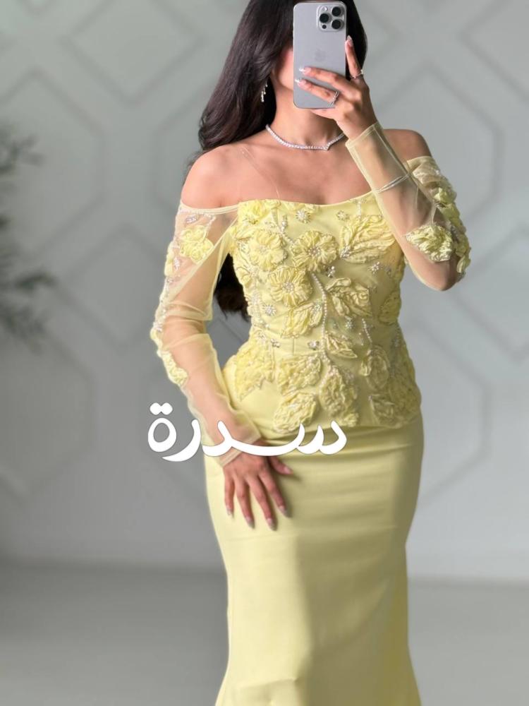 فستان سهرة كورسيه تطريز ورد