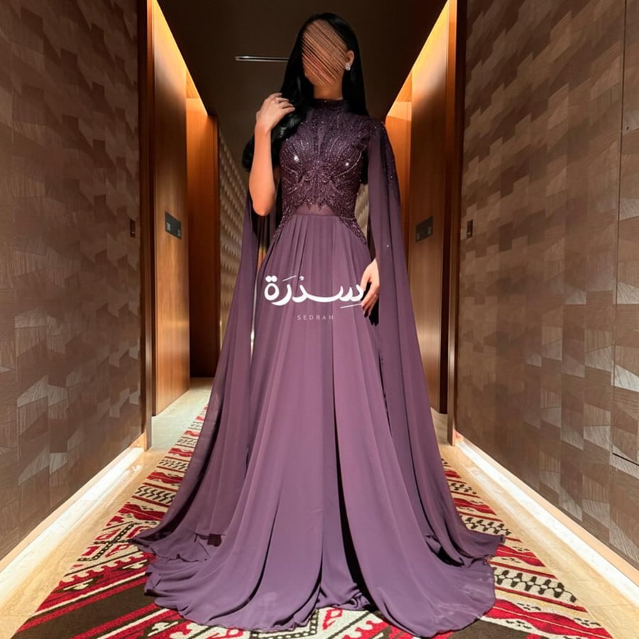 فستان موف بقصة خصر