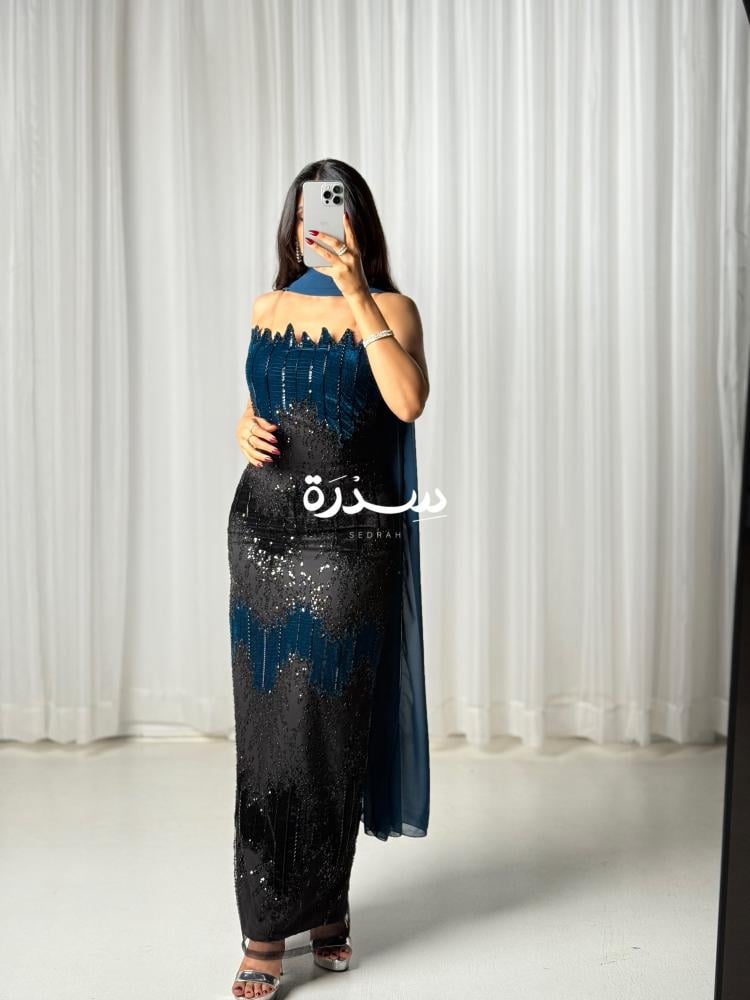فستان سهره مطرز بوشاح منفصل