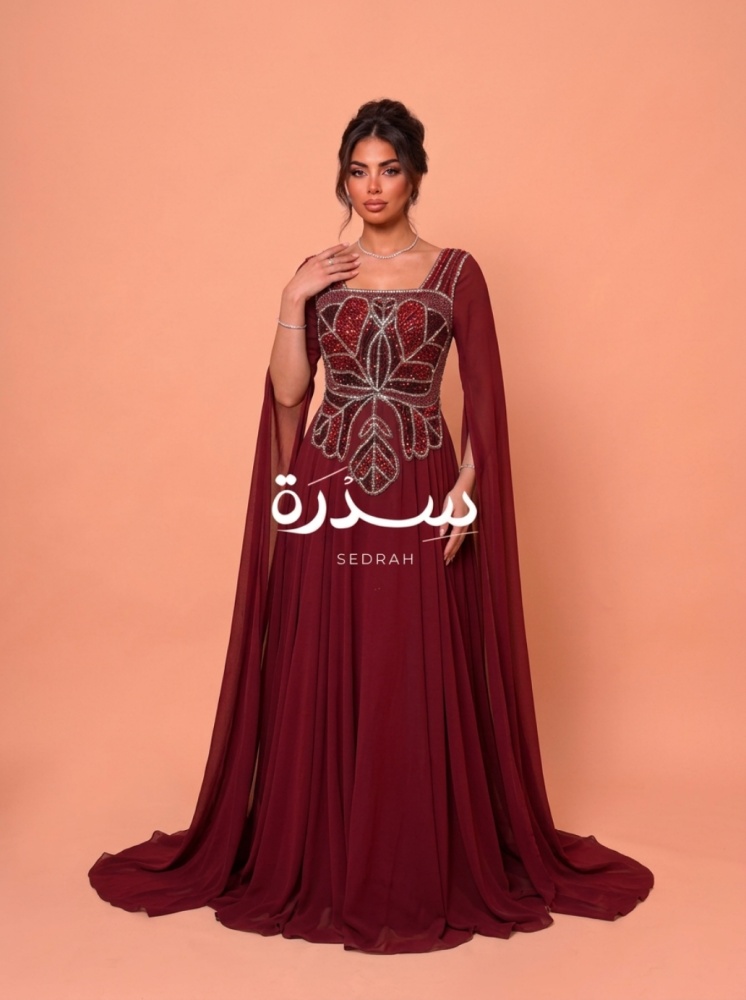 فستان سهرة شك علوي بأكمام