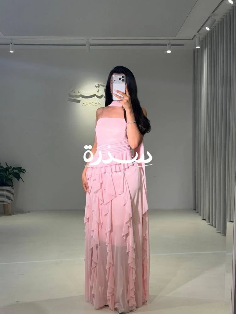 فستان سهرة كشكشة ناعم