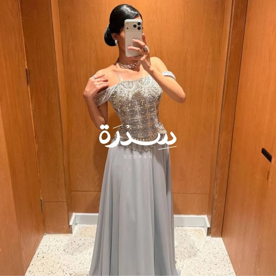 فستان سهرة أوف شولدر كورسيه مطرزة