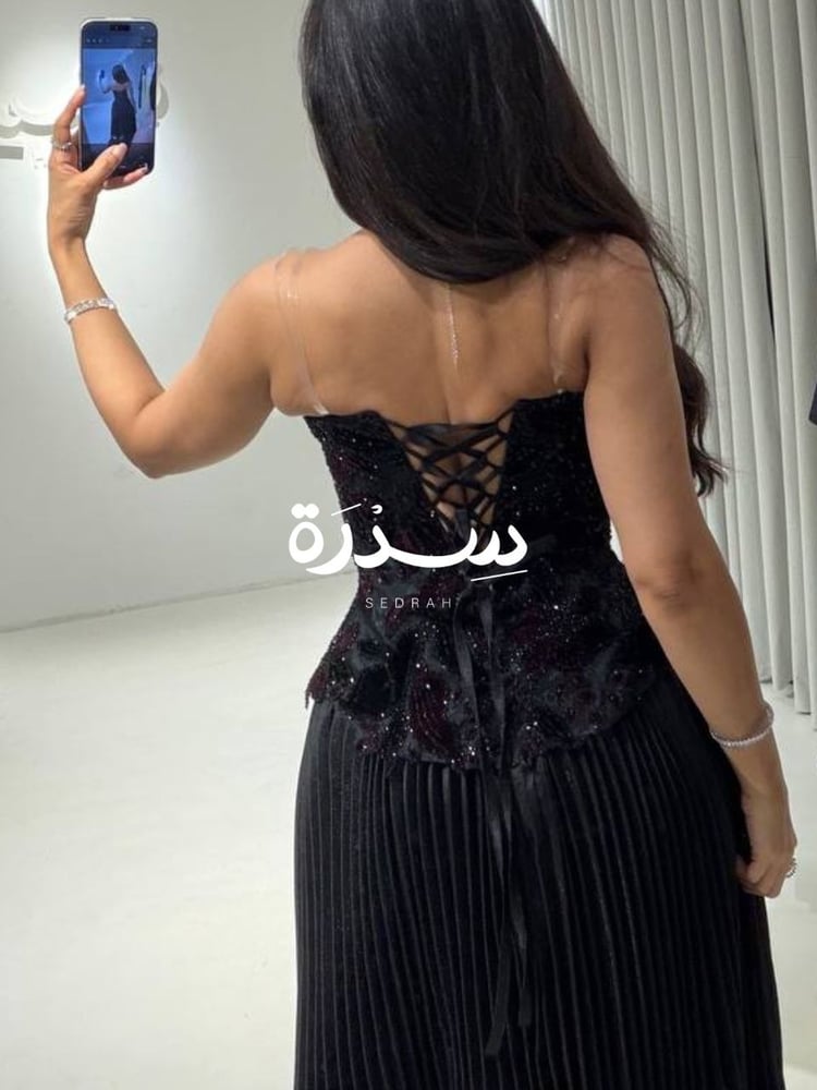 فستان سهرة كورسيه بكسرات البلسيه