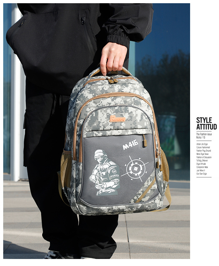Third-grade camouflage school bag