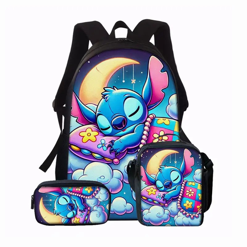 Stitch Childrens School Bag 3-Piece Set -New