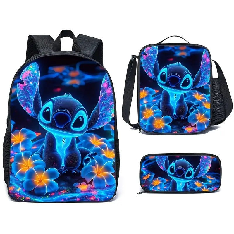 Stitch Childrens School Bag 3-Piece Set -New