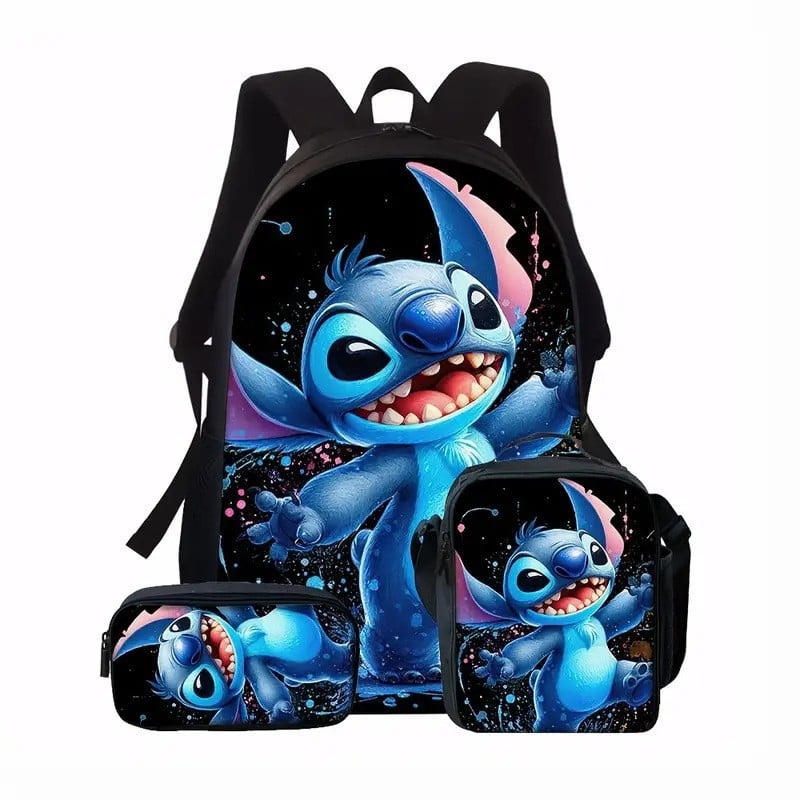 Stitch Childrens School Bag 3-Piece Set -New