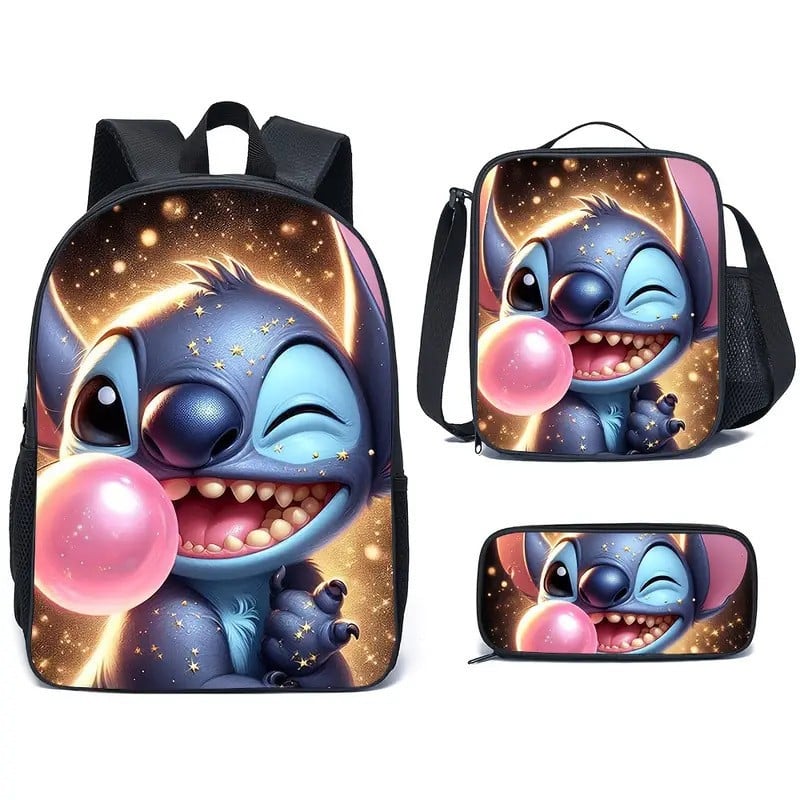 Stitch Childrens School Bag 3-Piece Set -New