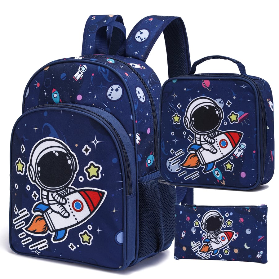 Three-piece school bag set for boys with a fspacedesign