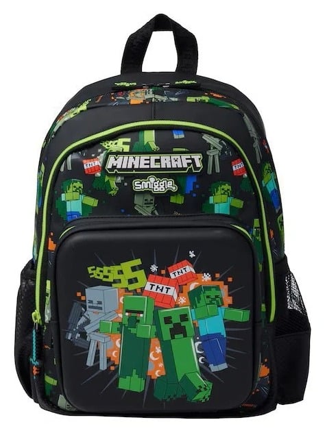 شنطة مدرسية ماينكرافت للأطفال بتصميم Minecraft الأسود والأخضر
