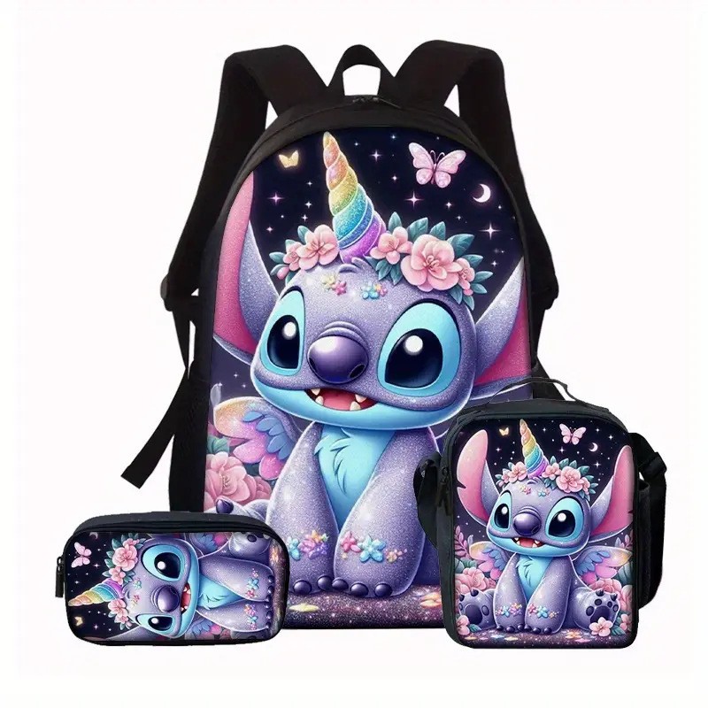Stitch Childrens School Bag 3-Piece Set -New