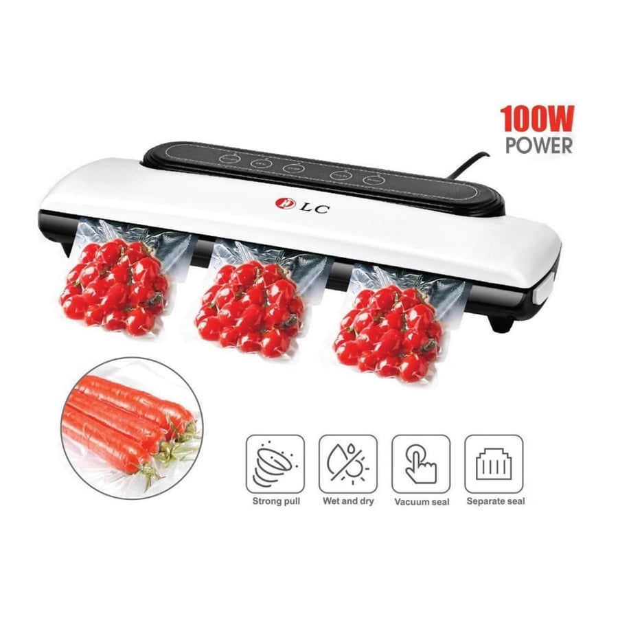 Air sealing and vacuum packaging machine for food preservation