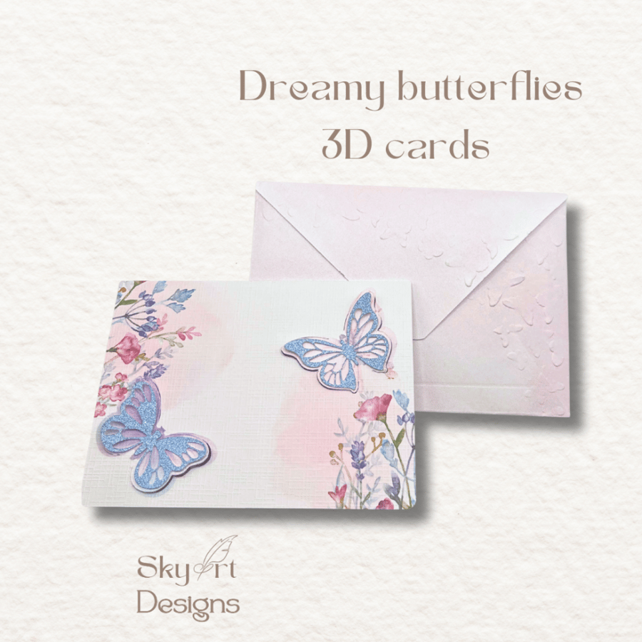 بطاقة الفراشات ثلاثية الأبعاد (Butterflies 3D Card) 🦋 - 10 بطاقات
