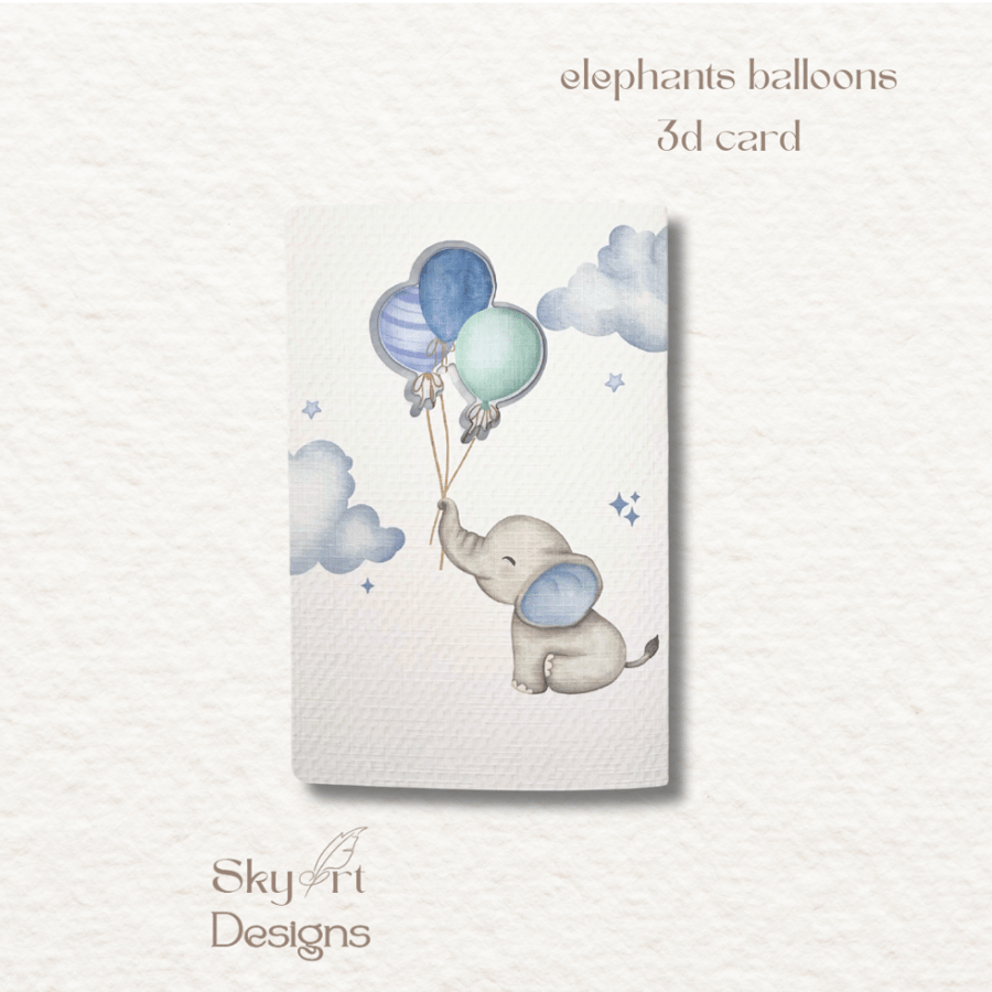 بطاقة الفيل السعيد (Happy Elephant 3D Card) 🐘 - 10 بطاقات