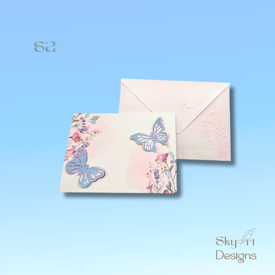 بطاقة الفراشات ثلاثية الأبعاد (Butterflies 3D Card) 🦋 - 10 بطاقات