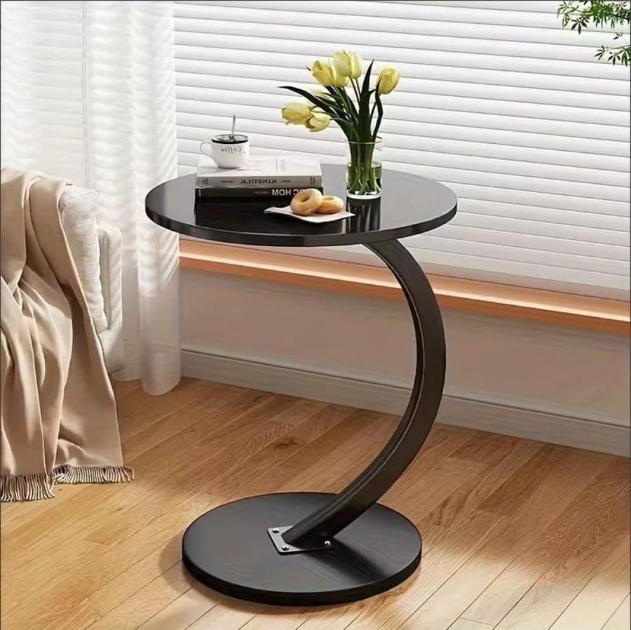 طاولة جانبية دائرية بتصميم عصري من الخشب  62×40 اسود