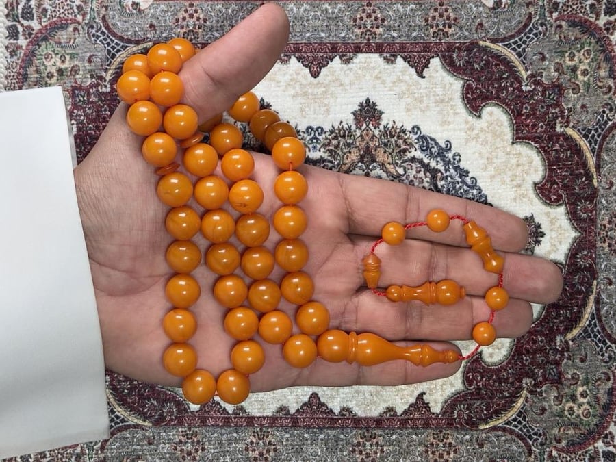 سبحة فاتوران برتقالي خراطة يدوية تمليكة