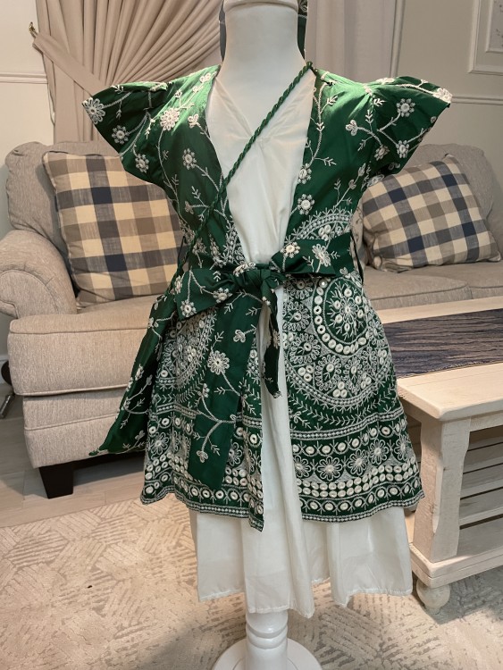 فستان شعبي + ربطة شعر + شنطة