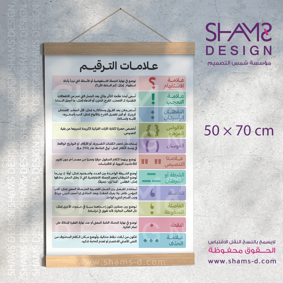 علامات الترقيم لوحة اللغه العربية لوحة علامات الترقيم