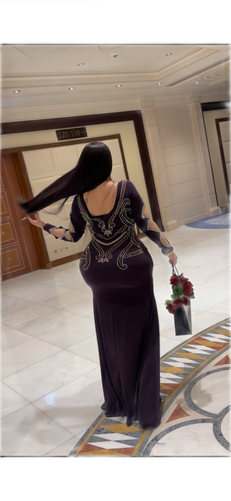 فستان استرتش ليلكي كرستال سوارفسكي فخم