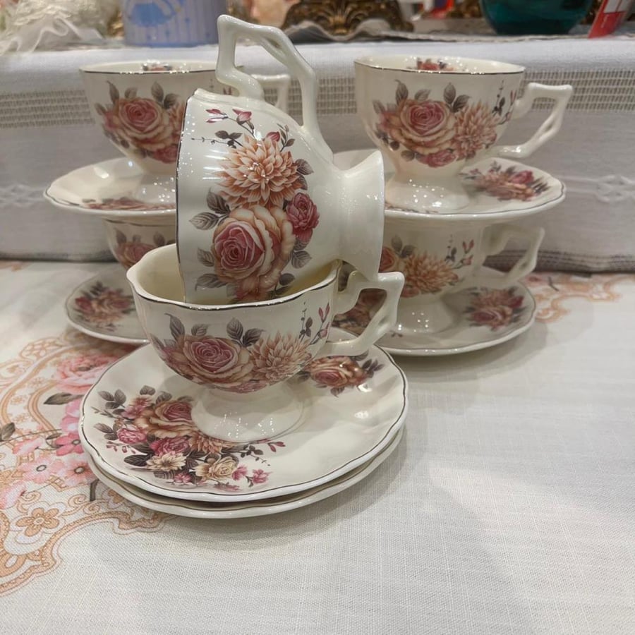 طقم اكواب شاي سعة الكوب 220 مل | Tea cup set, cup  220 ml |