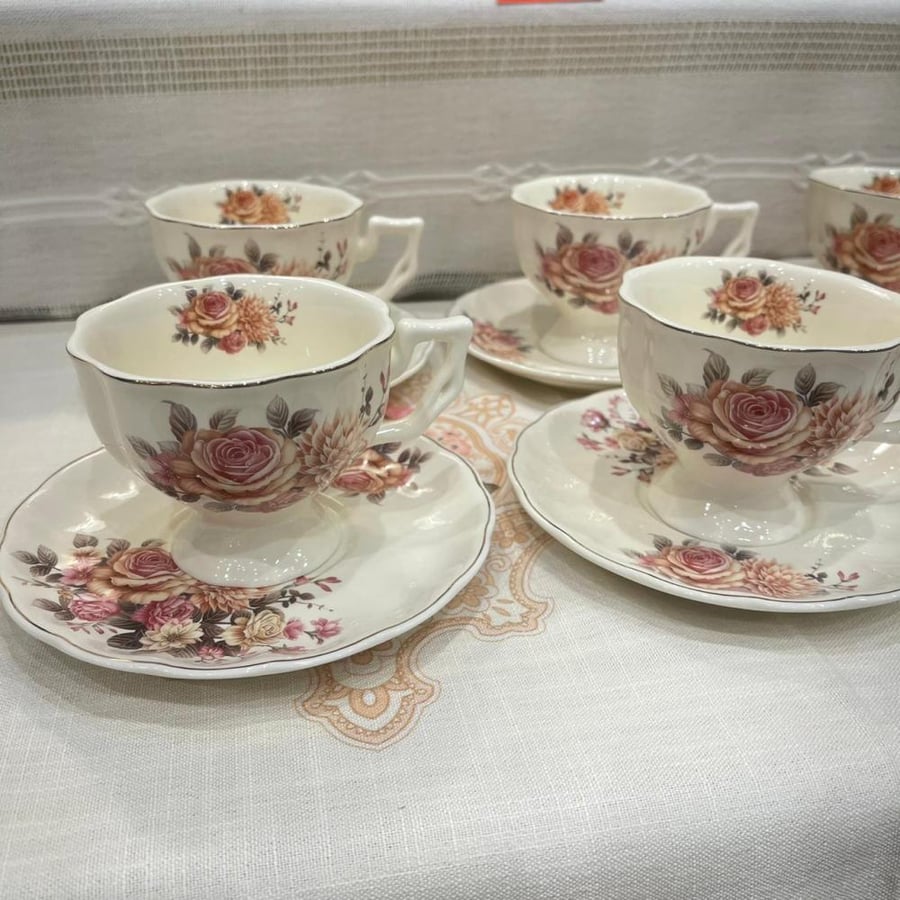 طقم اكواب شاي سعة الكوب 220 مل | Tea cup set, cup  220 ml |